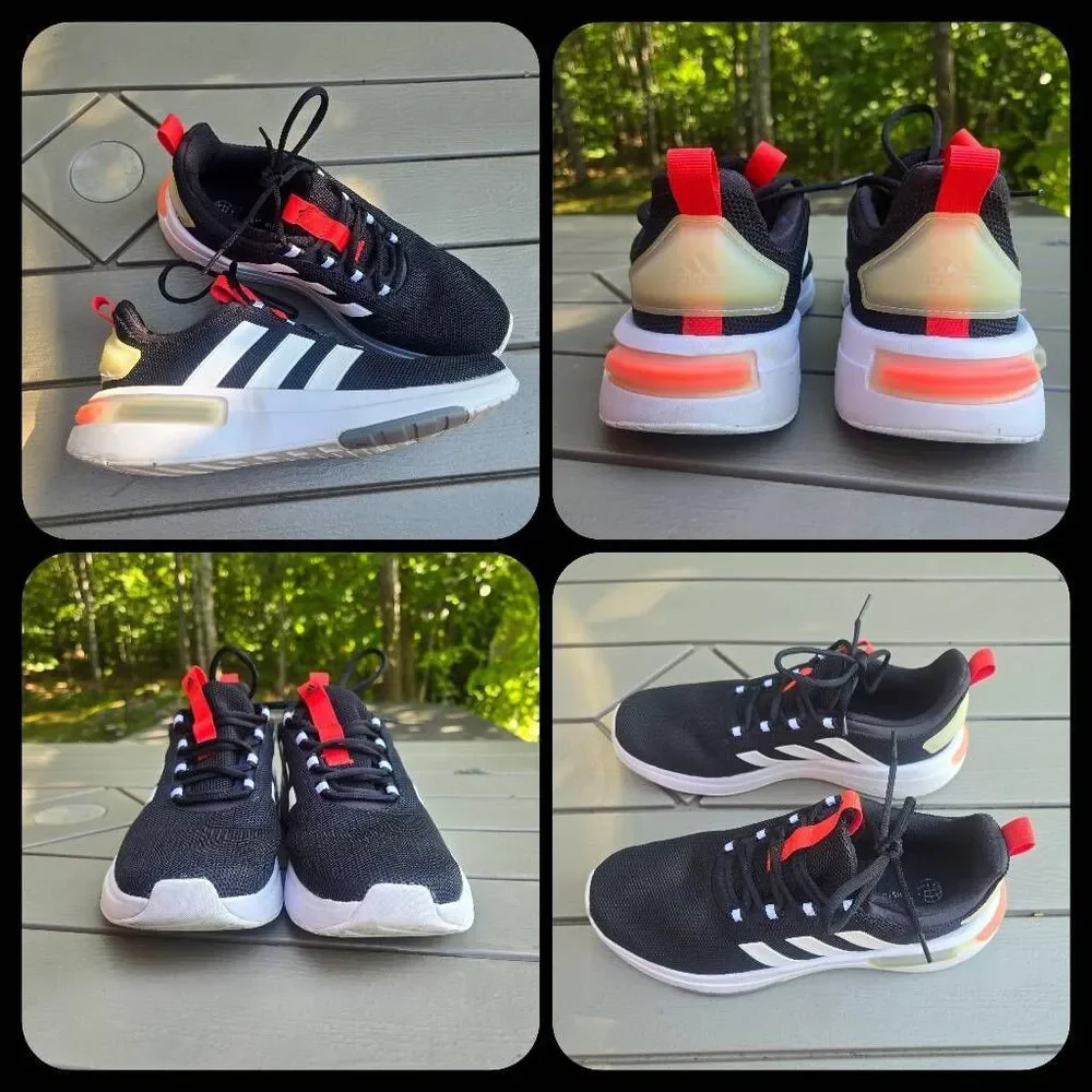 ADIDAS RACER TR23 BLACK WHITE RED mens size 7.5 running sneaker